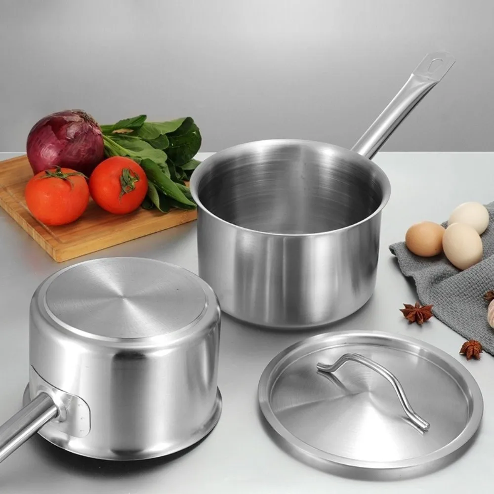 

New Stainless Steel Sauce Pan Practical with Lid Milk Pot 1.3L/1.9L/2.8L Milk Steamer Kitchen Supplies