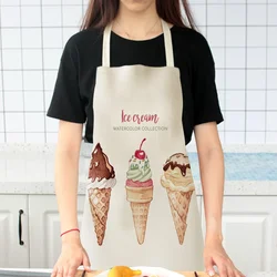 Sweet Donuts Kitchen Aprons for Women Cotton Linen Bibs Household Cleaning Pinafore Home Cooking Apron Baking Accessories фартук