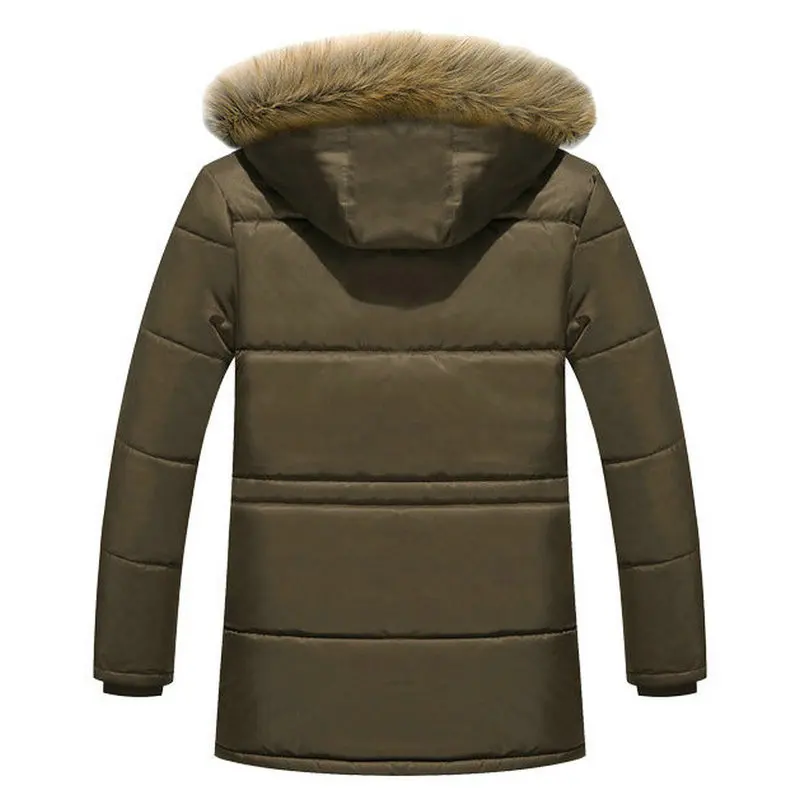 Parka gruesa y cálida de invierno para hombre, chaqueta de invierno con capucha de piel polar, abrigo militar de carga medio-largo para hombre ABZ109