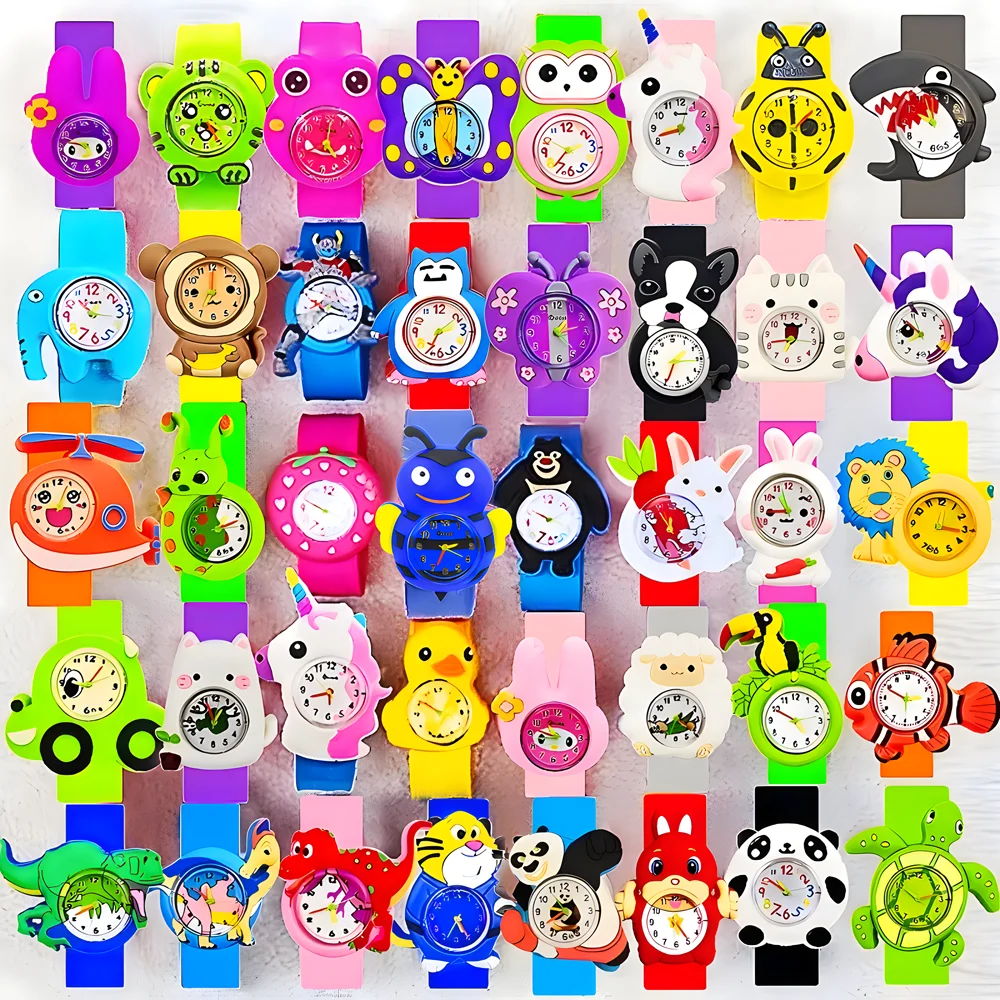 Cute 100 Cartoon Patterns Children Watches Baby Study Time Toy Bracelet Boys Girls Kids Digital Watch Birthday Gift Clock