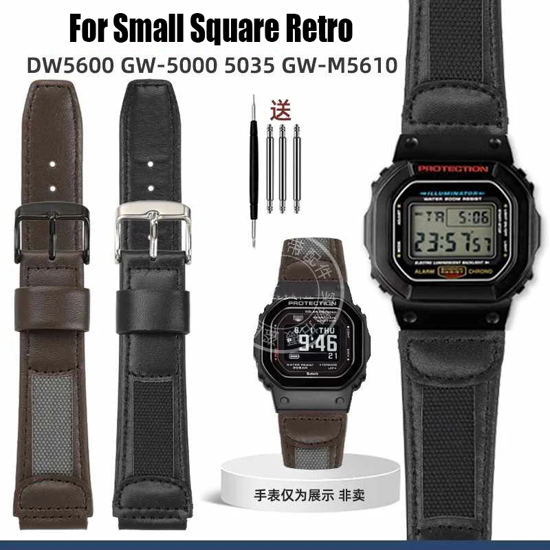 For Casio Small Square Retro Cow Leather Watch Strap DW5600 5000 M5610 GBX100 GA110 100 Men‘s Cowhide Watch band 16mm Bracelet