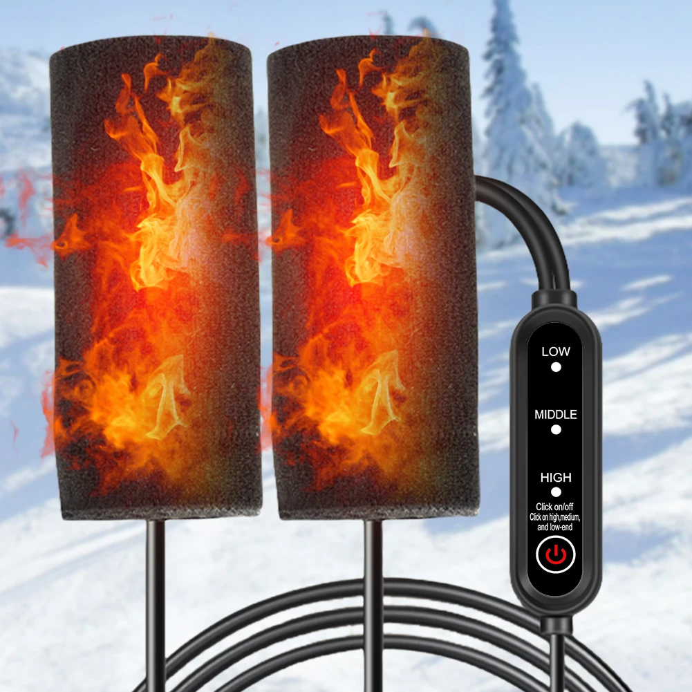 12V USB Motorcycle Electric Heated Grip Cover 3 Gears Electric Heated Handle Cover Anti Slip Handlebar Heater Warmer for Winter view 5
