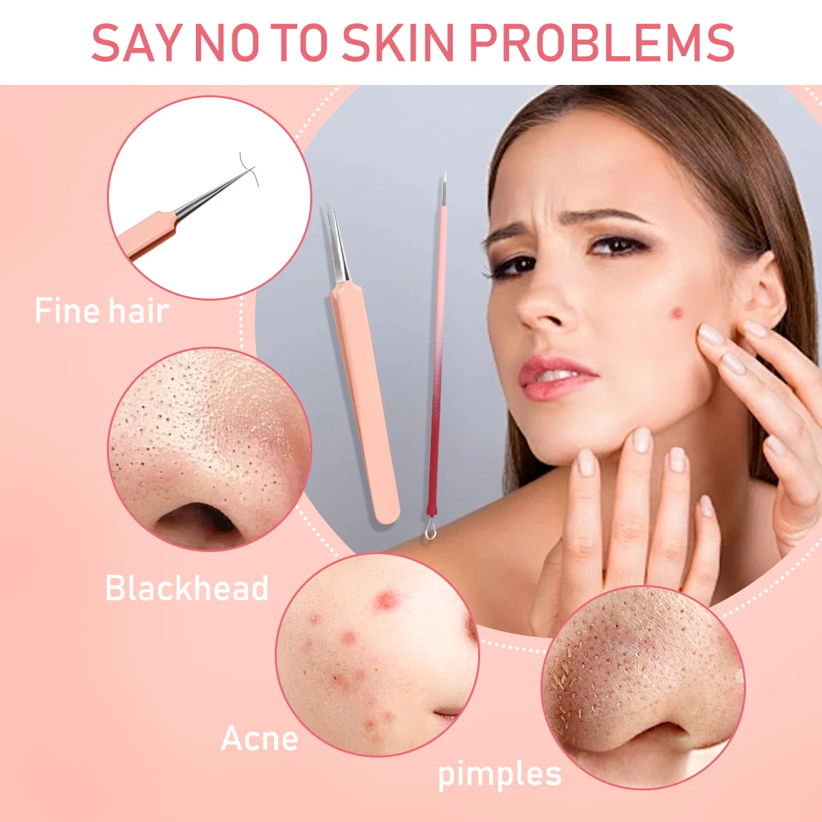 3-delige acne-naald, ultrafijne acne-naald voor het verwijderen van mee-eters en het gezichtsreiniging van acne, professioneel schoonheidshulpmiddel.