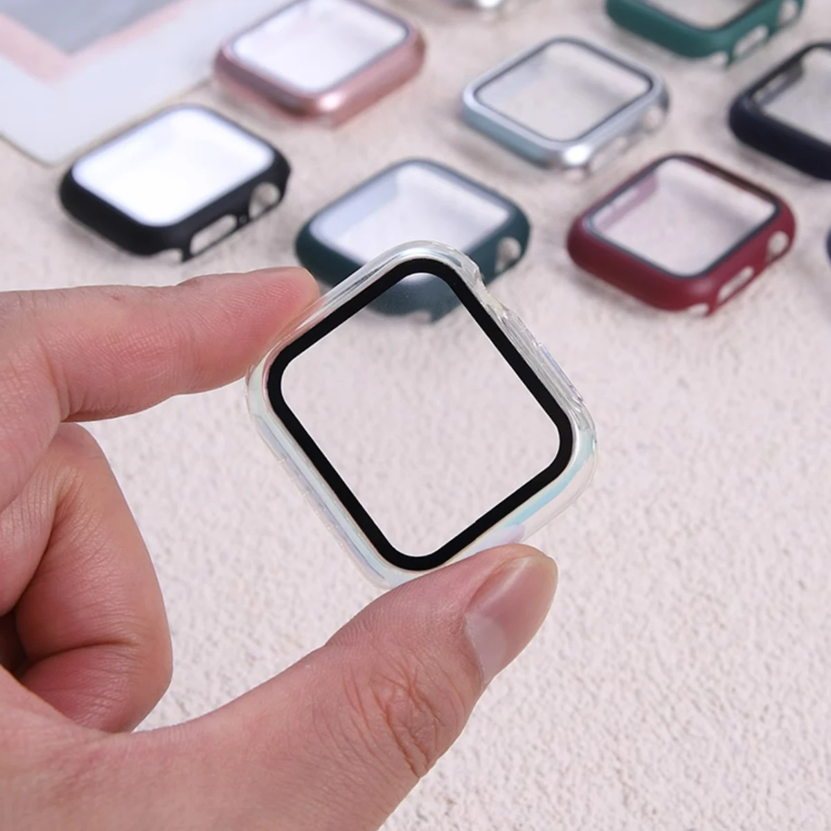 1pc 2 w 1 Ultra-cienki ochronne szkło hartowane na ekran zegarek dla Apple Watch 38/40/41/42/44/45/49Mm, ultra/SE/9/8/7/6/5/4/3/2