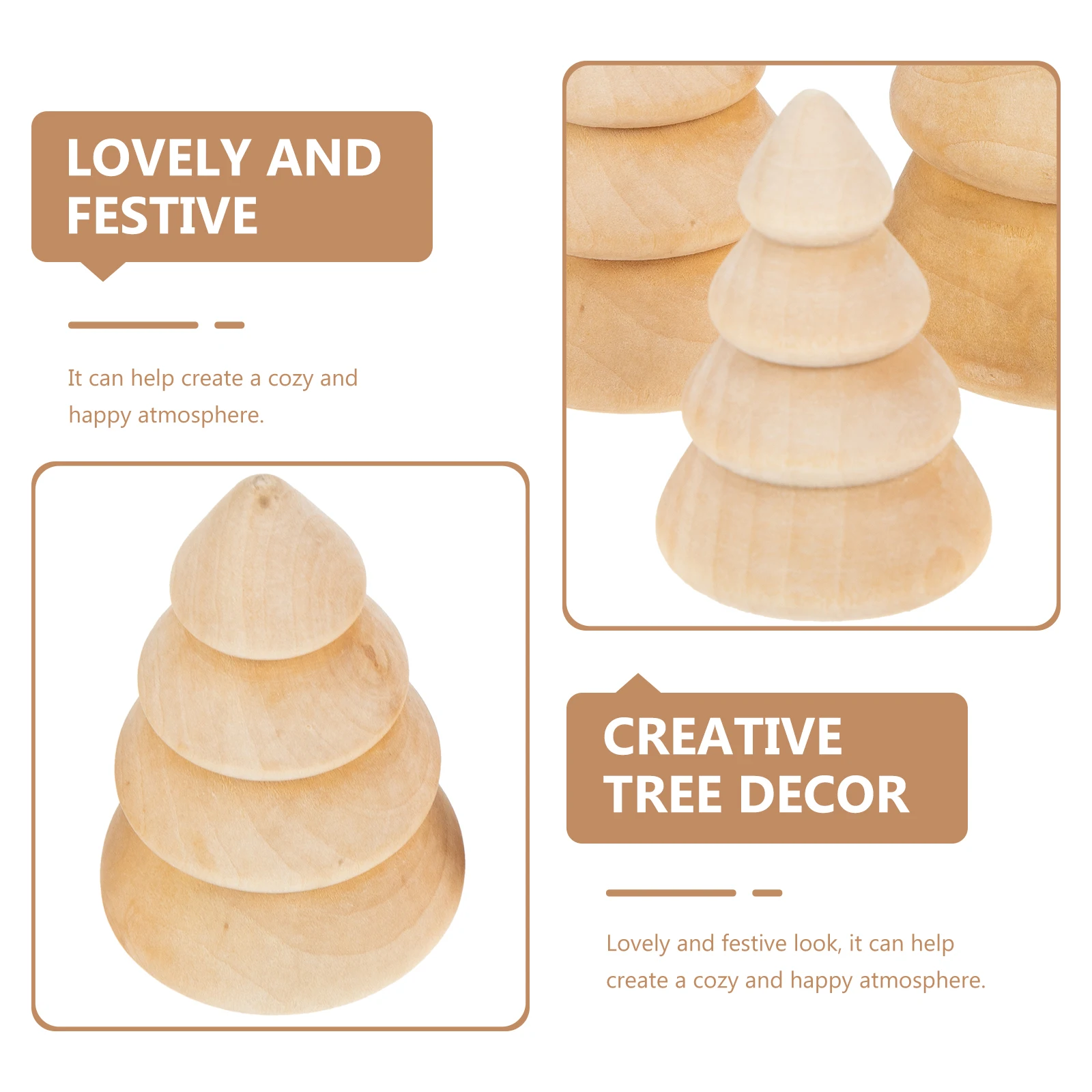 

5pcs Christmas Tree Decor Creative Wooden Christmas Tree Adornment For Home Office Festival Decoration Xmas Scene Ornament