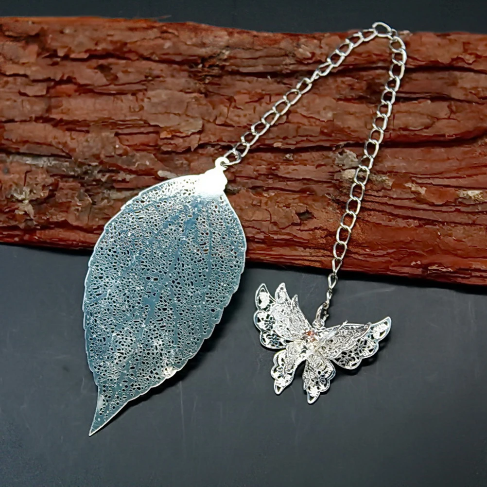 Penanda Logam Hadiah Alat Tulis Anak Portabel Dekorasi Buku Bentuk Daun Kreatif Perlengkapan Siswa