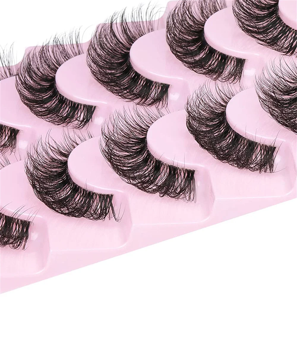 Super Fofo Cílios Falsos, Cílios Wispy, Efeito Olho de Gato, Cílios Dramáticos, Extensão Cílios, Maquiagem, 6D, 10 Pares