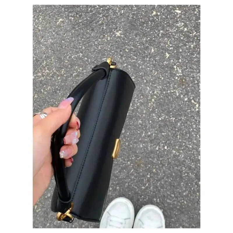 Bloom Retro Black Underarm Purses Women Hot Girls Pu Leather Shoulder Bags Handbag Female High Street Elegant Hand Bag New
