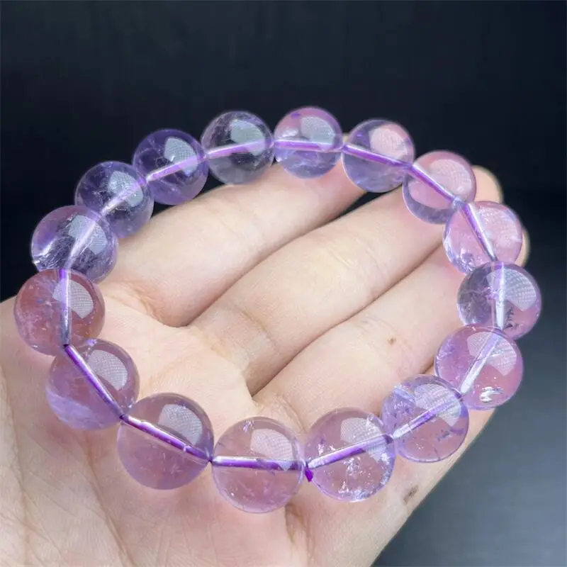 12MM Natural Azeztulite Amethyst Bracelet Crystal Women Fashion Jewelry Single Circle Elastic Rope Bracelet Christmas Gift 1PCS