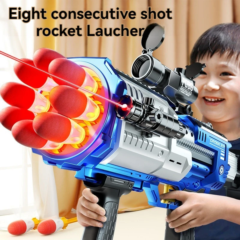 Electric Rocket Launcher Light Bazooka Sound Soft Bullet Gun with Light Dart Kids Boys Birthday Gifts