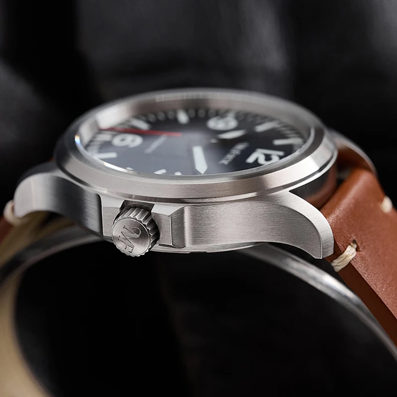 ساعة Milifortic العسكرية 39 مللي متر NH38 حركة ميكانيكية أوتوماتيكية ريترو الياقوت كريستال BGW9 Lume حزام من الجلد 10Bar ساعة رجالية #2