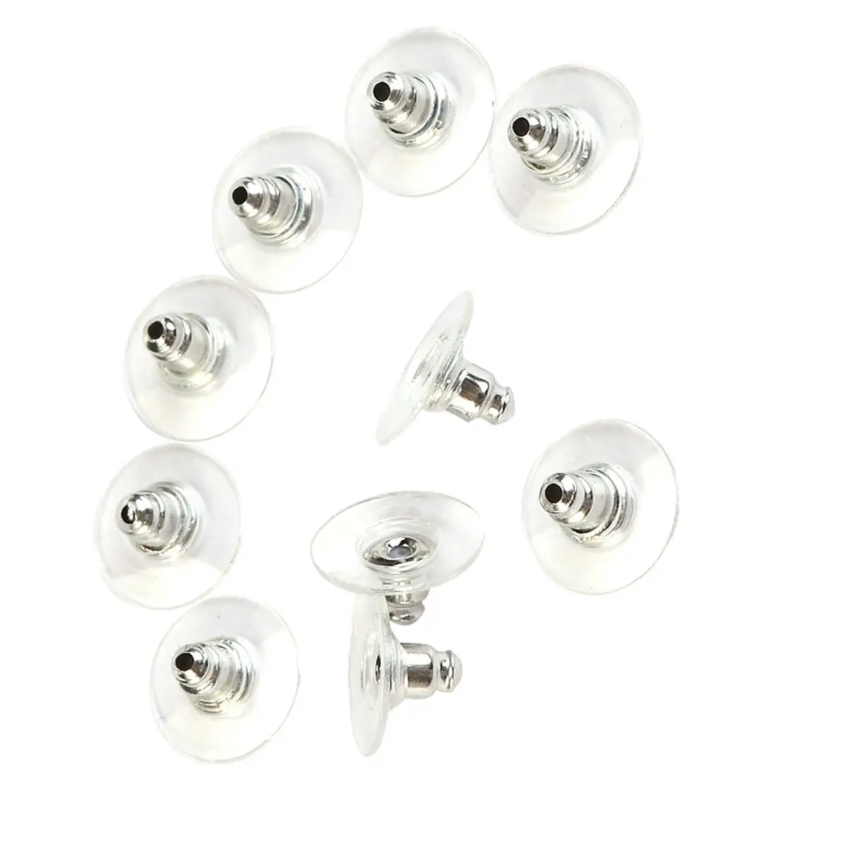 

50Pcs Metal Ear Plug Earring Backings Long-Lasting Clutch Stopper Lightweight Use with Plastic Pads Earring Clutch