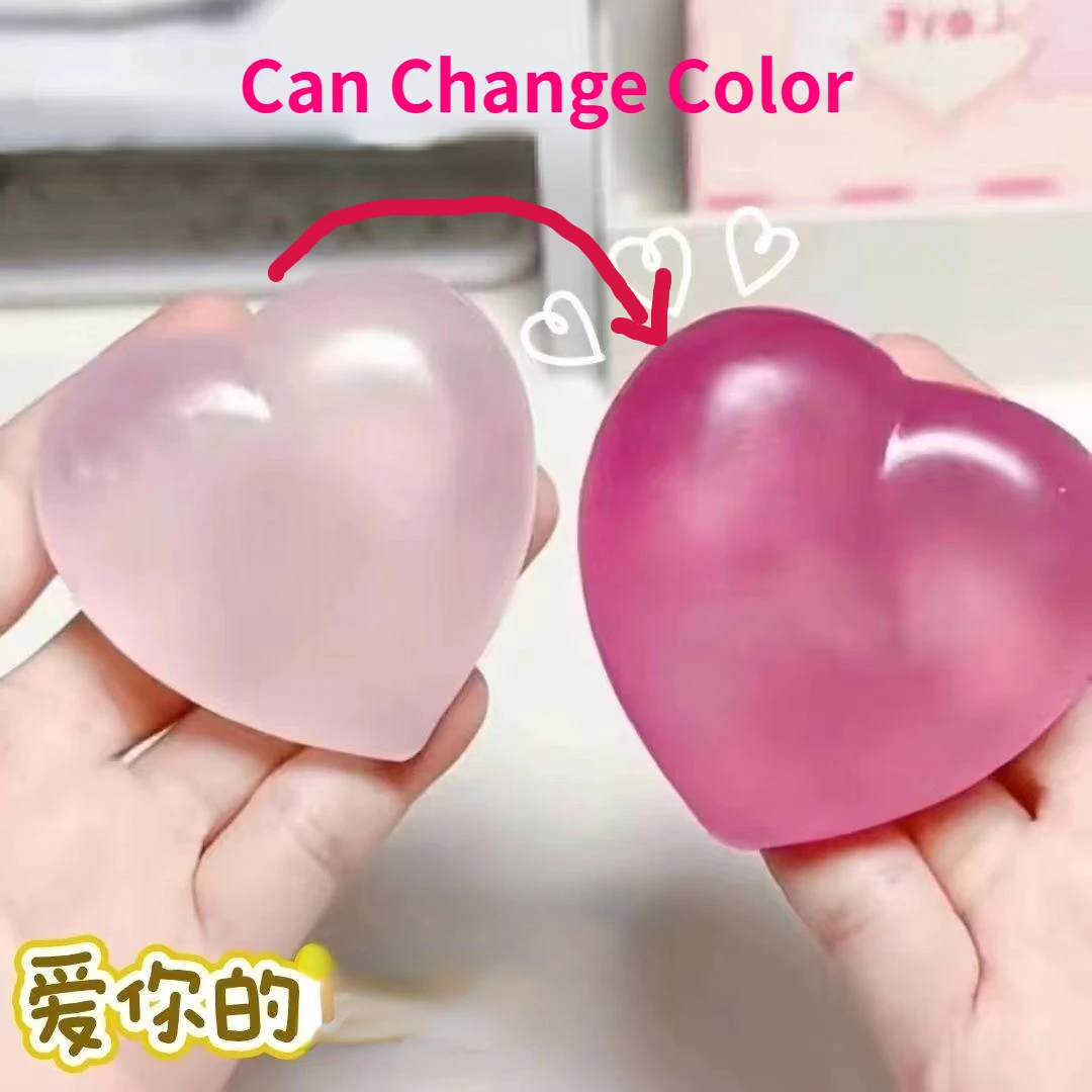 Cute Heart Squeeze Toy Change Color Fidget Squishy Toy Anti-stress Vent Ball Slow Rebound Relieves Stress Tools Decompression