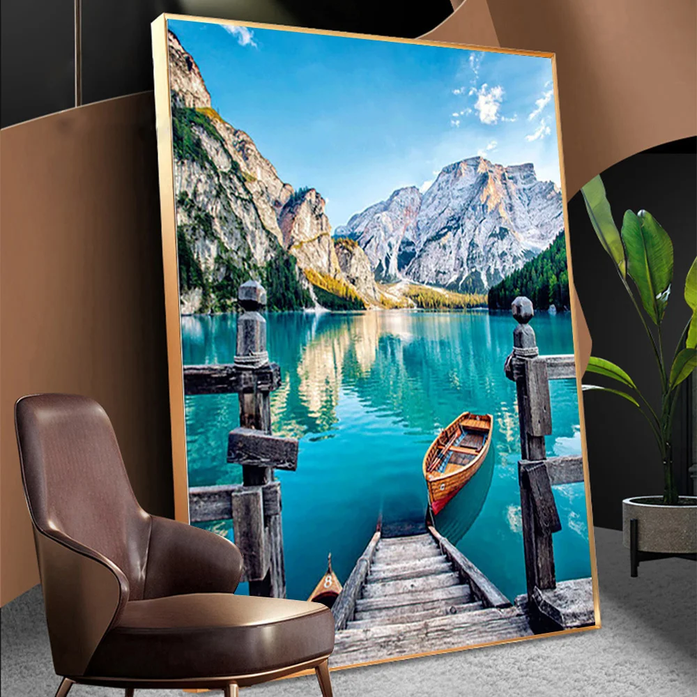 Landscape5D Diamond Painting  Snow Mountain Lake Coast Full  Diamond Mosaic Painting Kits Rhinestone Embroidery Home Decor DIY