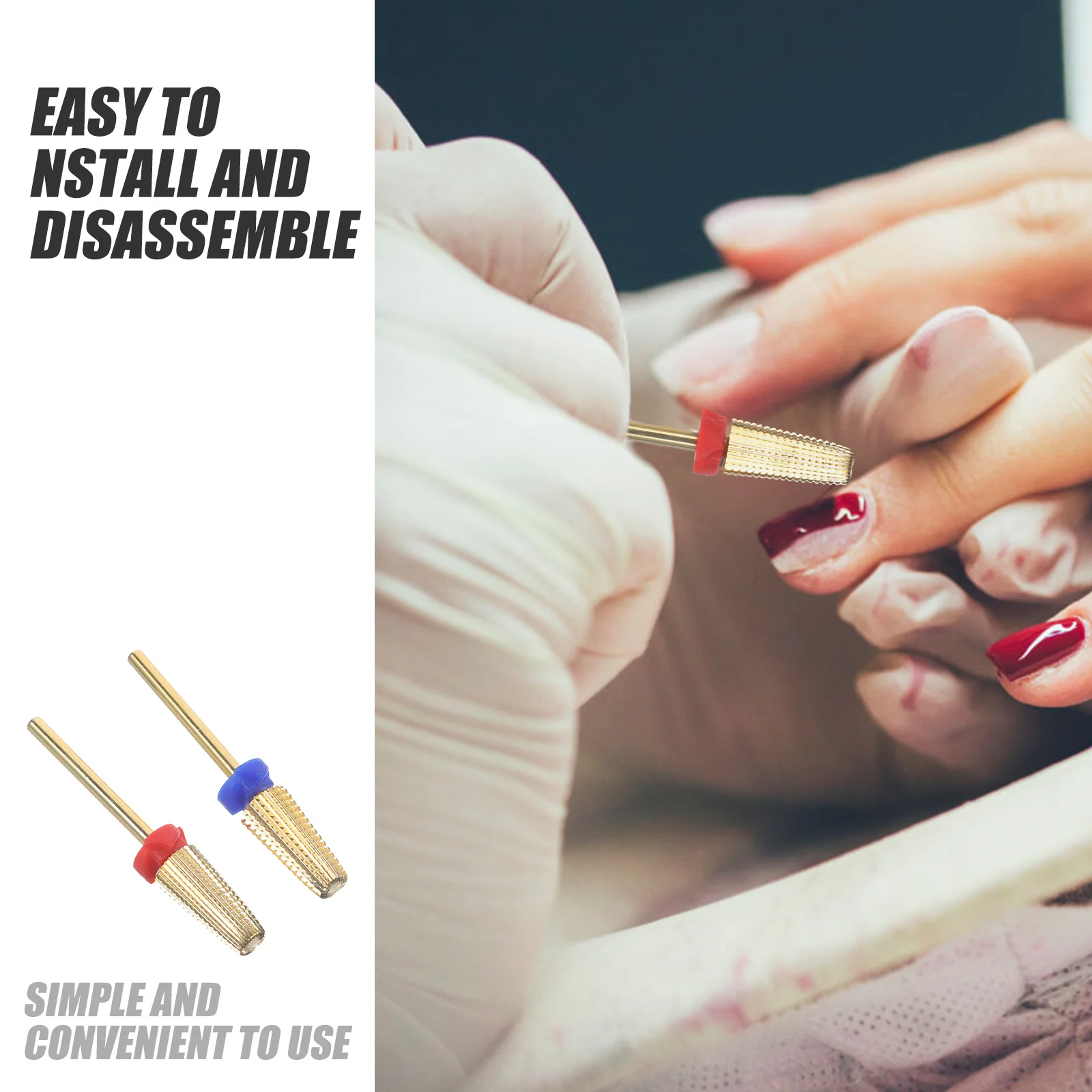 

2Pcs Nail Drill Bits Premium Alloy Grinding Heads for Acrylic Nails Cuticle Manicure Polish Remove Dead Skin Home Salon Use