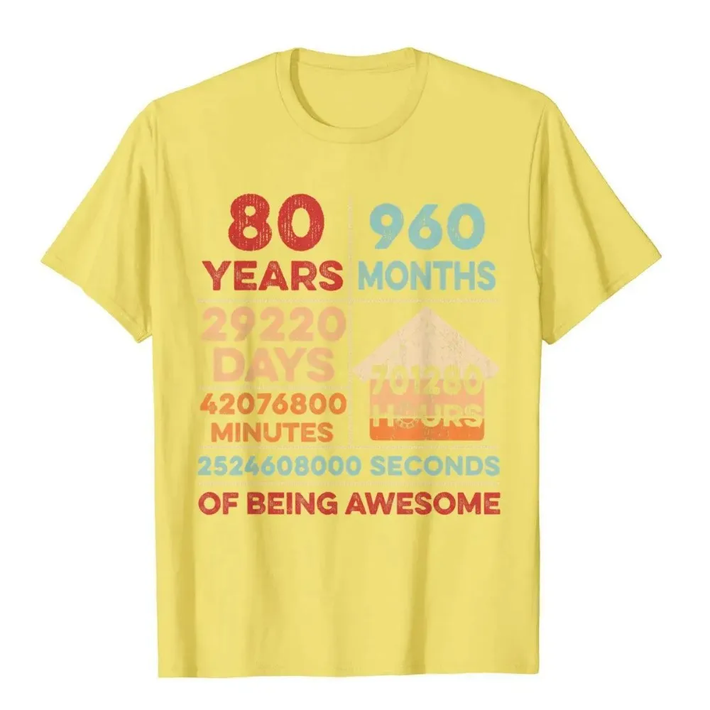 Vintage 80th Birthday Gifts 80 Years Old 960 Months T Shirt Camisa Cotton Man Tees Unique Wholesale T Shirts