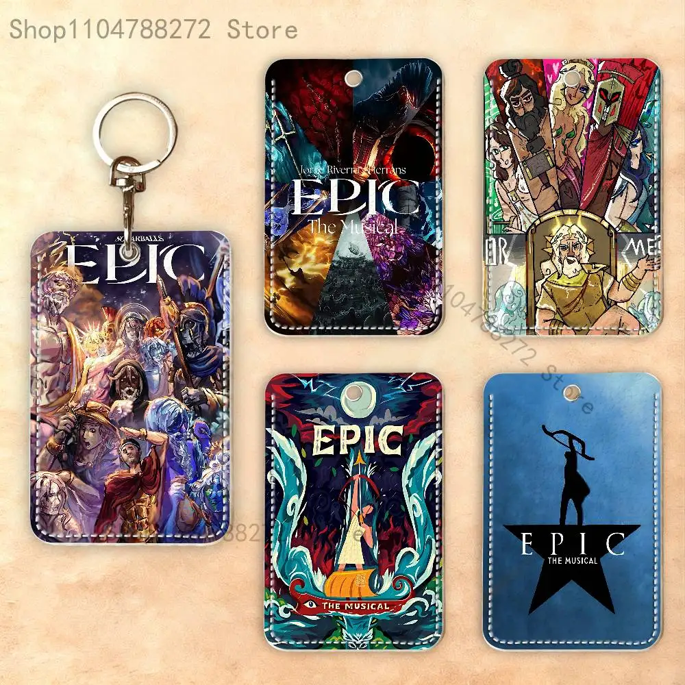 E-Epic The M-Musical Rectangle Card Case Keychain Access Card Bag Key Tag Ring Leather Card Holder Key Ring Access