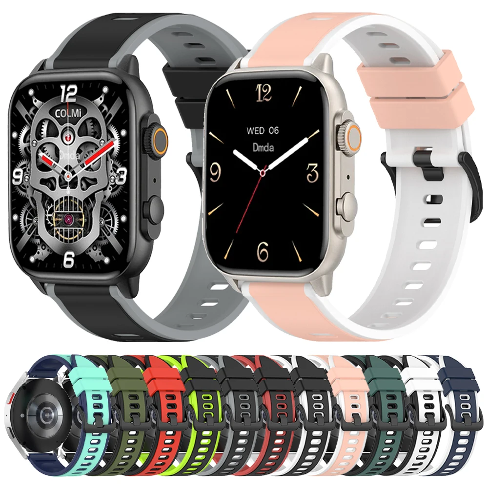 For COLMI P73 P71 Rubber Watch Strap C81/C61/P68/P28 Plus/M42/I31/V70 /V68/P76 Outdoor Replacement Wristband 20 22mm Sports Band