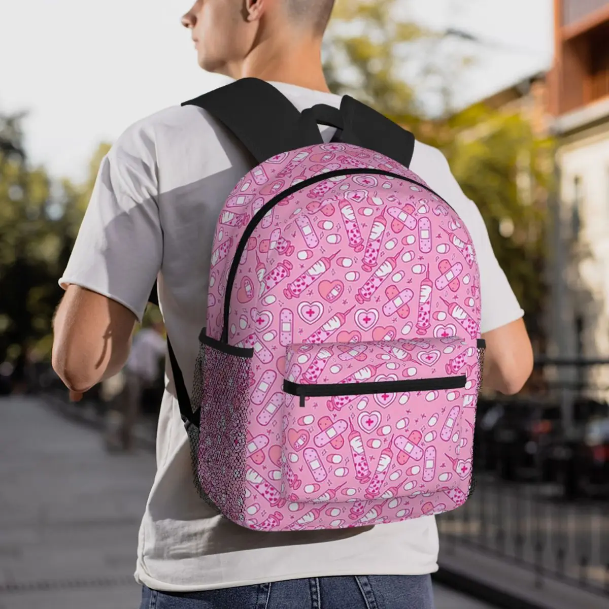 Medical Nurse Menhera On Bright Pink Backpack Daypack Large Capacity Kids BookBag School Bag Shoulder Bags for Men Women