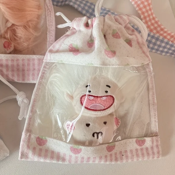 Steve Cute Star Strawberry Large Capacity Transparent Layer Doll Display Bag Travel Cosmetics Storage Bag