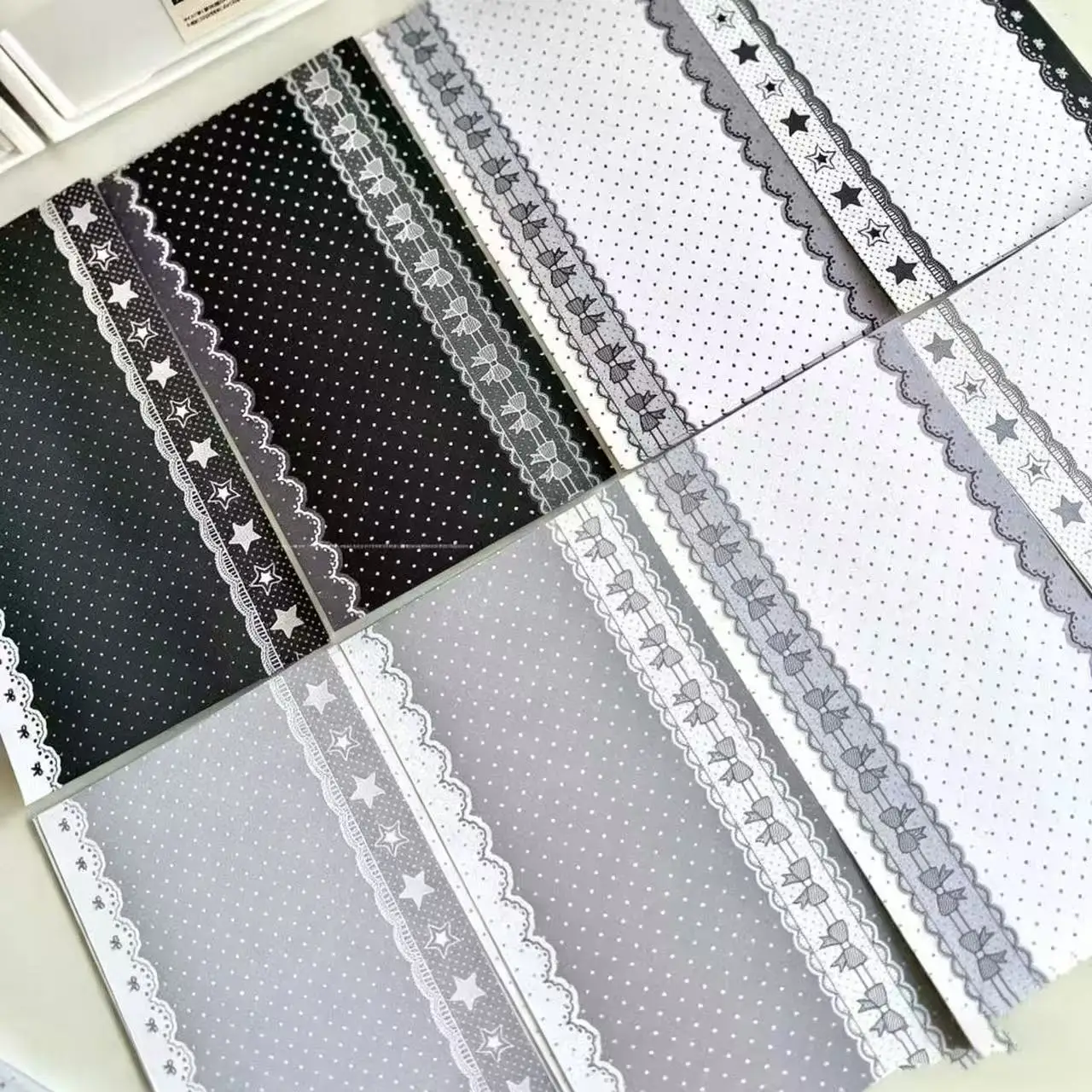 40-teiliges Mix-Set Original A6 Schwarz-Weiß Spitze & Polka Dot Notizbuch-Einlageblätter, lose Blätter, Ersatzkern für Notizbücher, süßes Geschenk – Detail 3