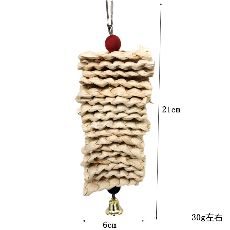 Bird Toys Chewing Parrot Cage Toy Bite Resistant Natural Wooden Grass Hanging Swing Climb Toys Bird Cage Accessories