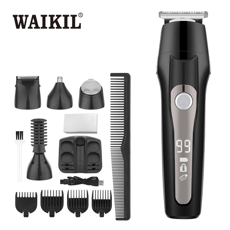 

WAIKIL Professional Men's 5 in 1 Electric Hair Clipper Oil Head Electric Scissor USB Charging Electric Trimmer grooming tool