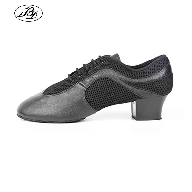 Men Latin Dance Shoes Genuine Leather Elastic Mesh BD 468 Split Sole Dancing Shoes Standard Dance  salsa