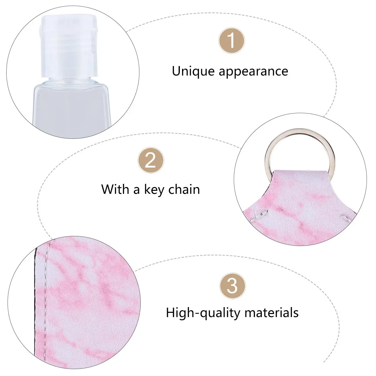 

10Pcs Elegant Marble Design Bottle Sleeve Protector for Hand 30Ml Compact Lightweight Portable with Keychain Ideal
