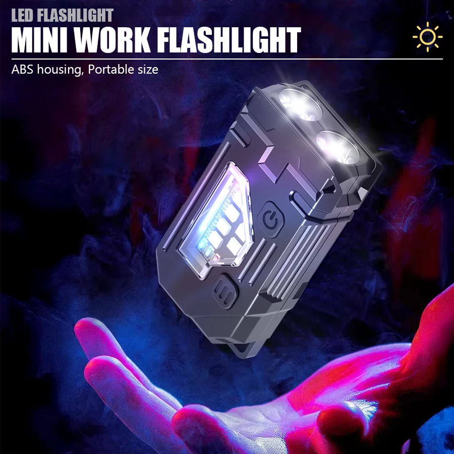 MINI USB wiederaufladbare LED-Taschenlampe, tragbare Arbeitsleuchte mit Magnet am Ende, superhelle Campinglaterne, seitliche COB-Notfall-Taschenlampe – Detail 10