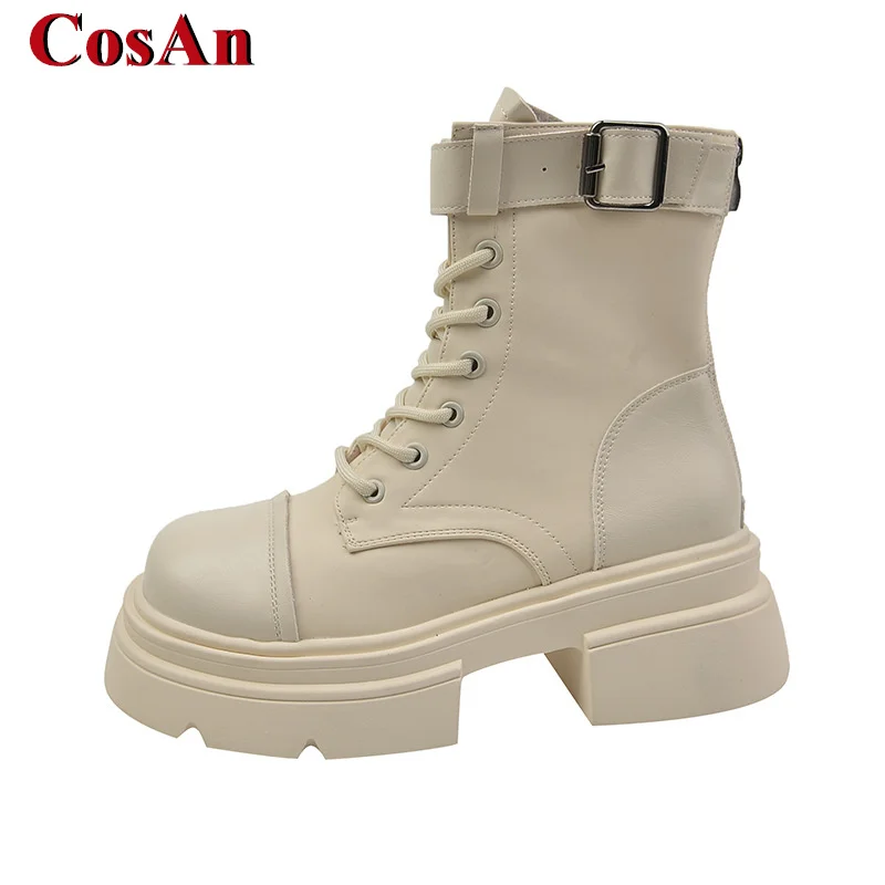 CosAn Martin Boots Vintage Shoes Increase Flang Soft-Soled Daily Flat Base Cosplay Girl Female Woman New Spring Autumn Winter