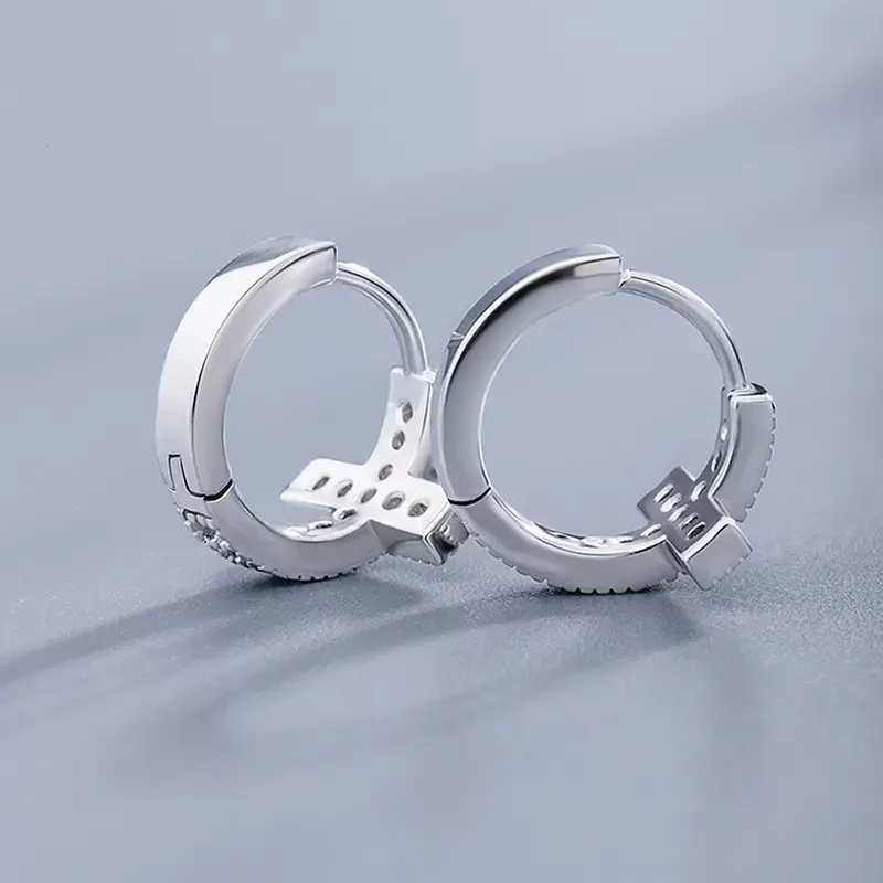 أقراط دائرية متقاطعة من الفضة الإسترليني عيار 925 للنساء مجوهرات يومية للجنسين إكسسوارات زركونيا عصرية رائعة