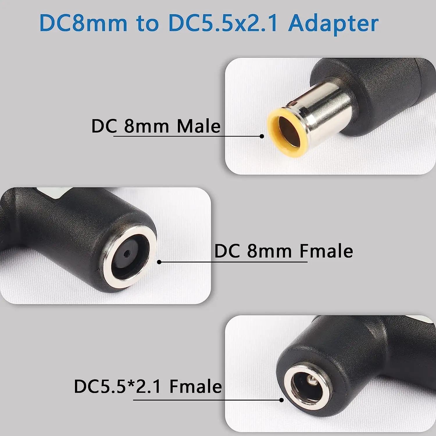 2Pack DC 8mm Y Branch Adapter DC 7909 Male to DC 7909 Female and DC 5521 Splitter for Solar Panel RV Portable Power Station