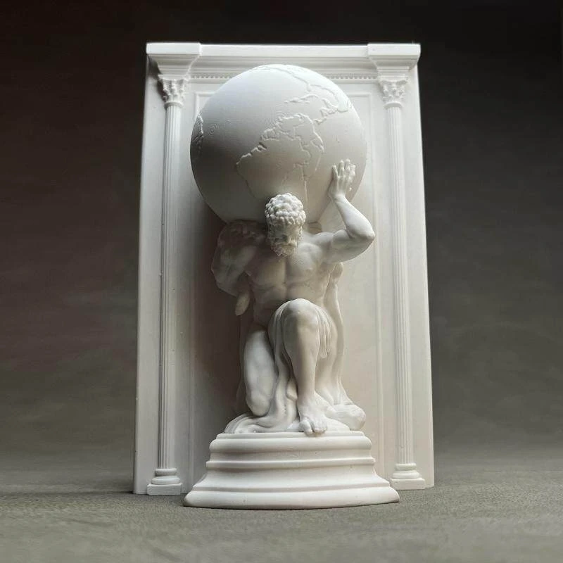 Hercules Lifting the Earth Figure Sculpture Tabletop Plaster Statue Aroma Diffusing Stone Book Stand Holder Wine Cabinet Decor