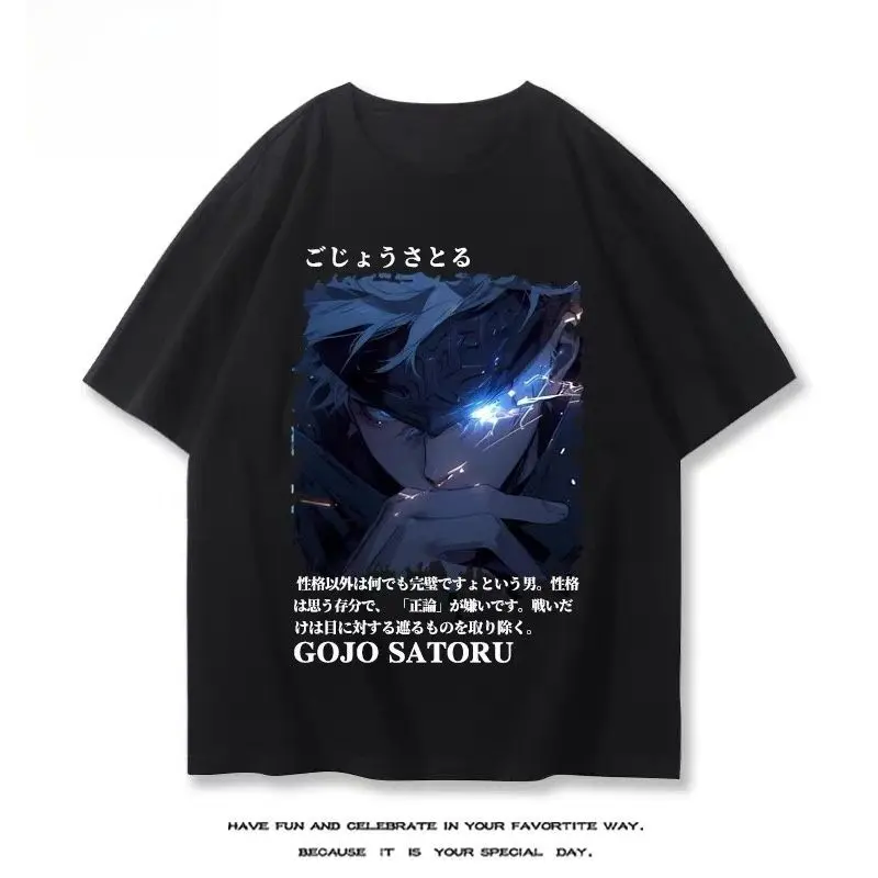 

Japanese Five Spells Back To War Cotton T-Shirt Anime Short Sleeve Teen Summer Trend Brand Second Dimensional Loose Top