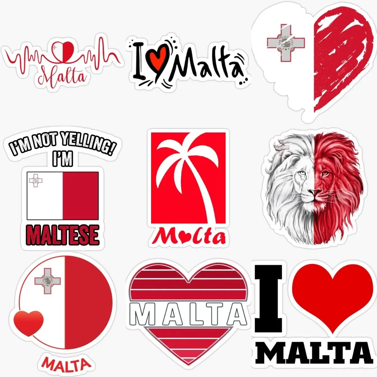 

Malta Flag Map National Emblem Creative Personalized PVC Waterproof Stickers for Decorate Car Van Suv Wall Room Helmet Table