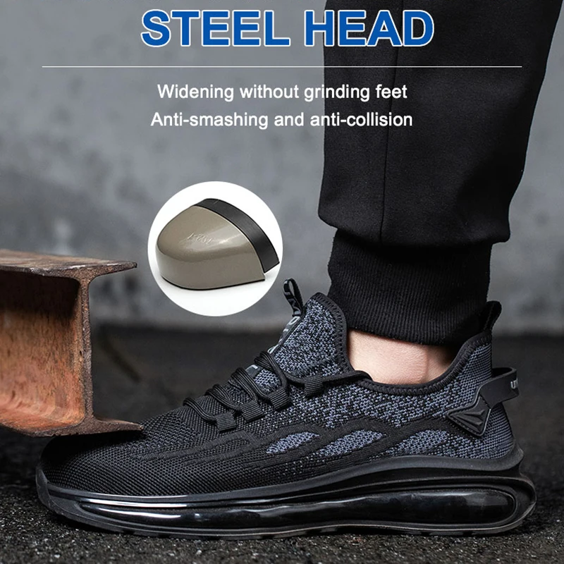 Breathable Air Cushion Working Boots Women Work Safety Shoes Steel Toe Cap Indestructible Work Sneakers Women Shoes