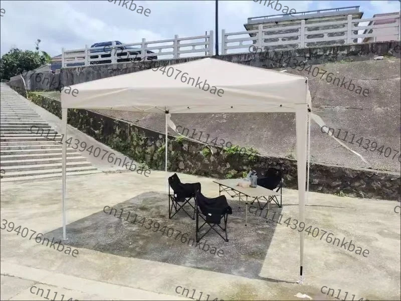 Four-Corner Folding Pop Up Gazebo Tent, 12kg Hollow Frame Rain & Sun Protection Awning with Surrounding Side Cloth