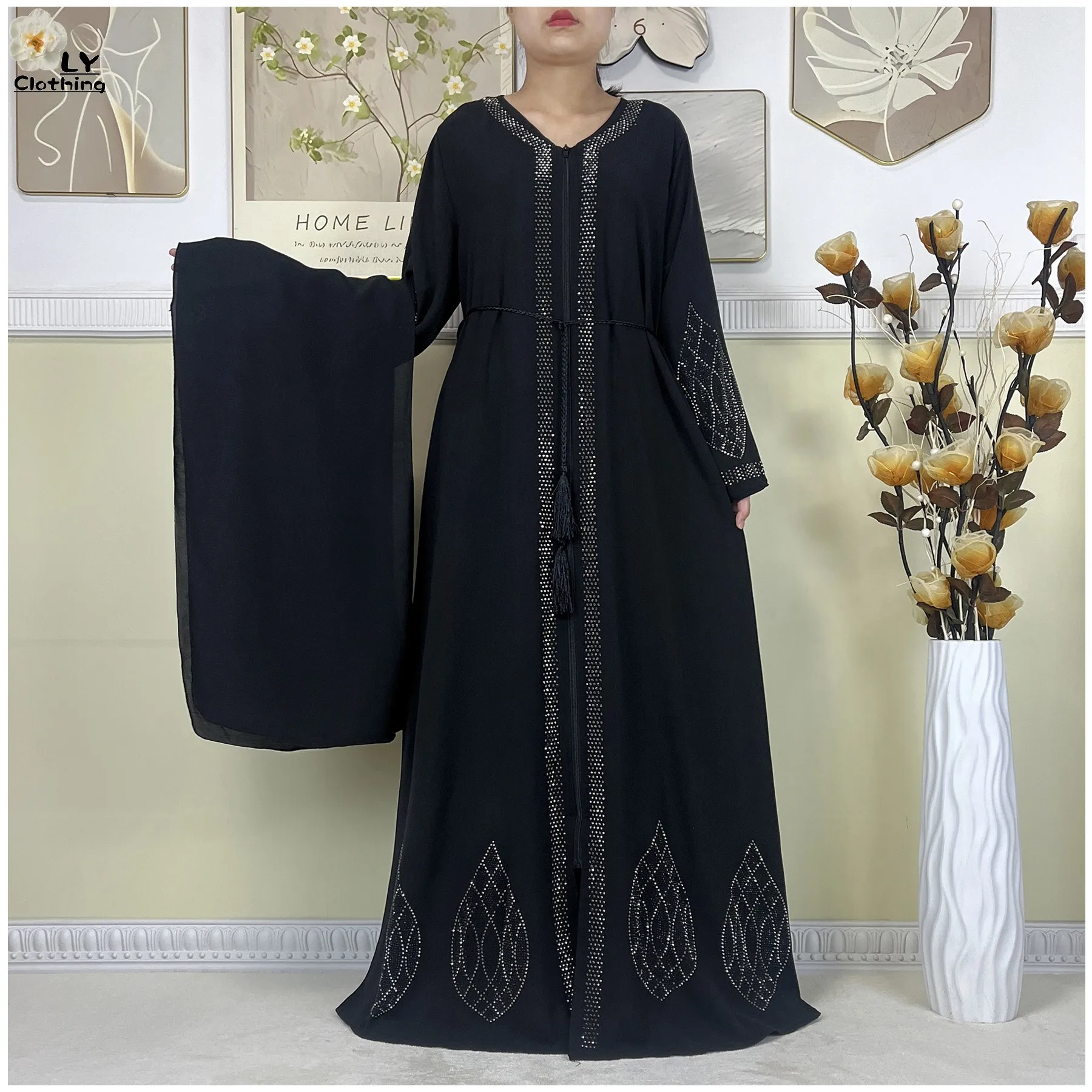 2025New Dubai Women Elegant Party Dress Chiffon Open Abaya Women Dress Islamic Clothing Casual Cardigan Abaya Women Muslim Dress