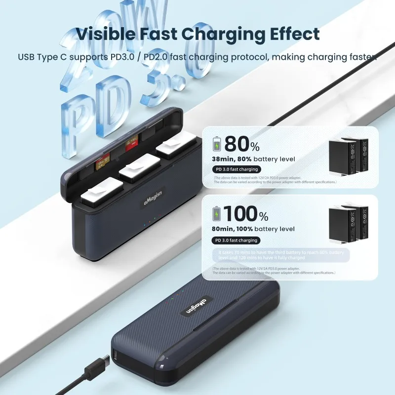 aMagisn สําหรับ GoPro Hero 12/11/10/9 Fast Charging Case เครื่องชาร์จแบตเตอรี่