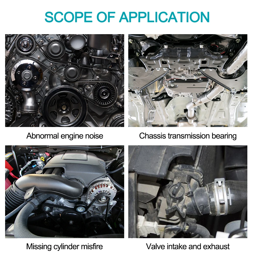 Anti-shocked Auto Engine Hearing Tool Mechanics Cylinder Stethoscope Engine Analyzer Car Engine Block Diagnostic Tool