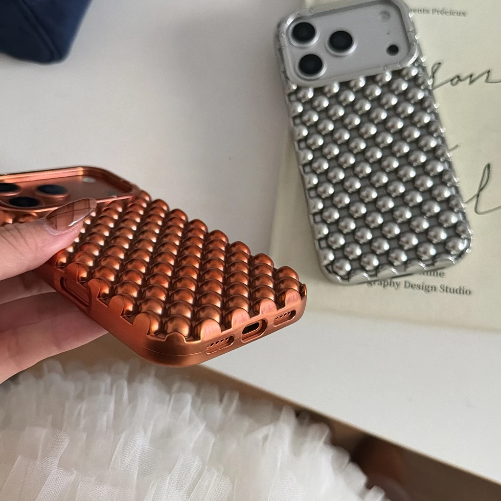 Kreative, fortschrittliche, stereoskopische, ausgehöhlte, runde Perlen, stoßfeste Handyhülle für iPhone 17, 16, 15, 14, 13, Pro Max – Detail 5