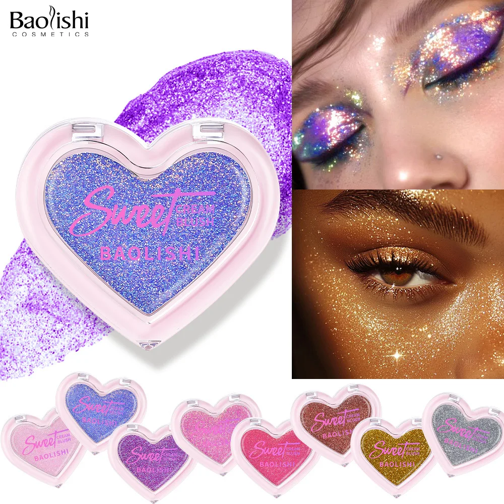 Heart Glitter Eyeshadow 8 Colors Chunky Sparkly Gel Based Pressed Pigment Long Lasting Waterproof Trending Makeup Looks