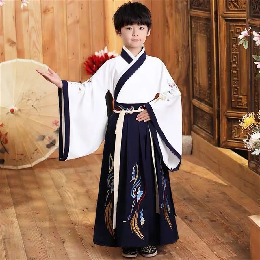 Jongens Hanfu Podio Vestito Cinese Jurk Baby Jongen Nieuwe Jaar Tang Pak Kinderen Oude Cinese Traditionele Kostuum Per I Bambini