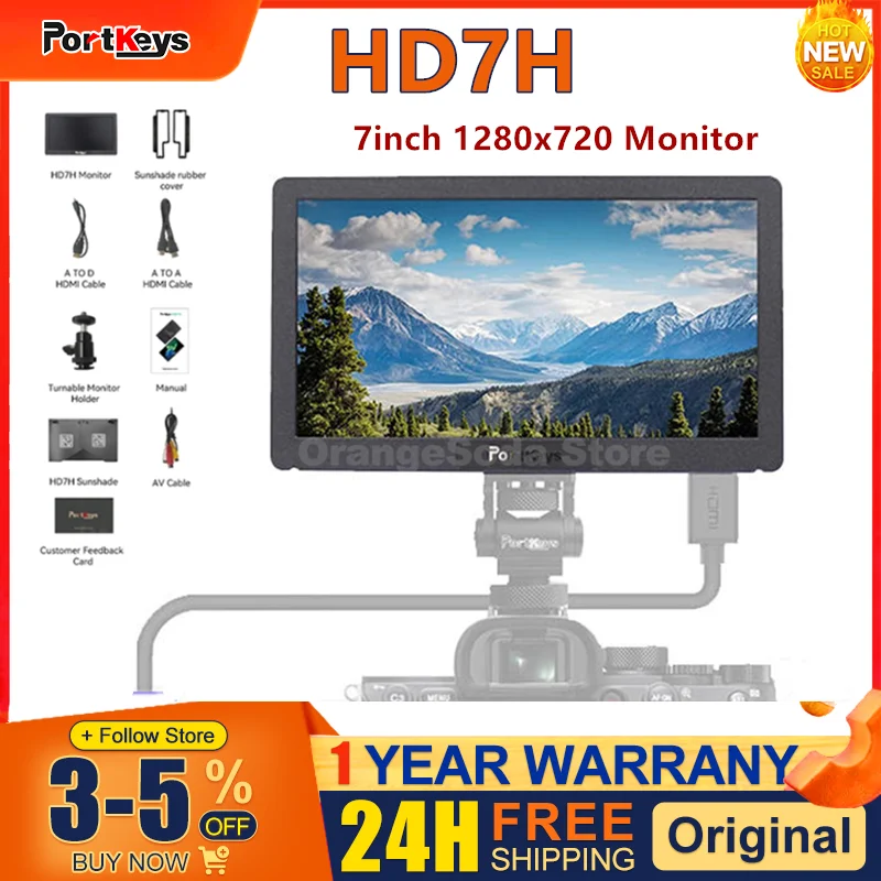 Portkeys HD7H 7inch Monitor 1000nits Brightness Light 1280x720 4K30p HD Input Camera Monitors For Photography Cameras Video