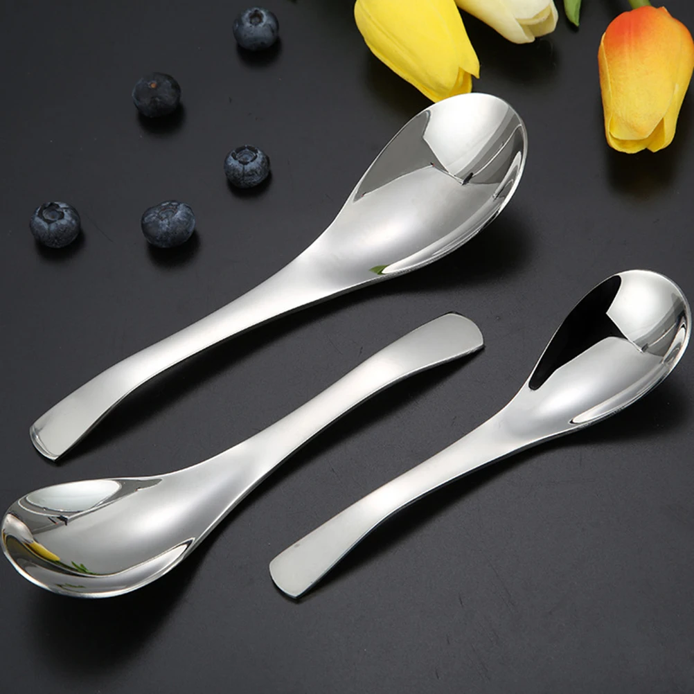 

6pcs Stainless Steel Soup Spoons Thickened Design Coffee Tea Spoons Kitchen Tableware For Home Restaurant Use (Middle