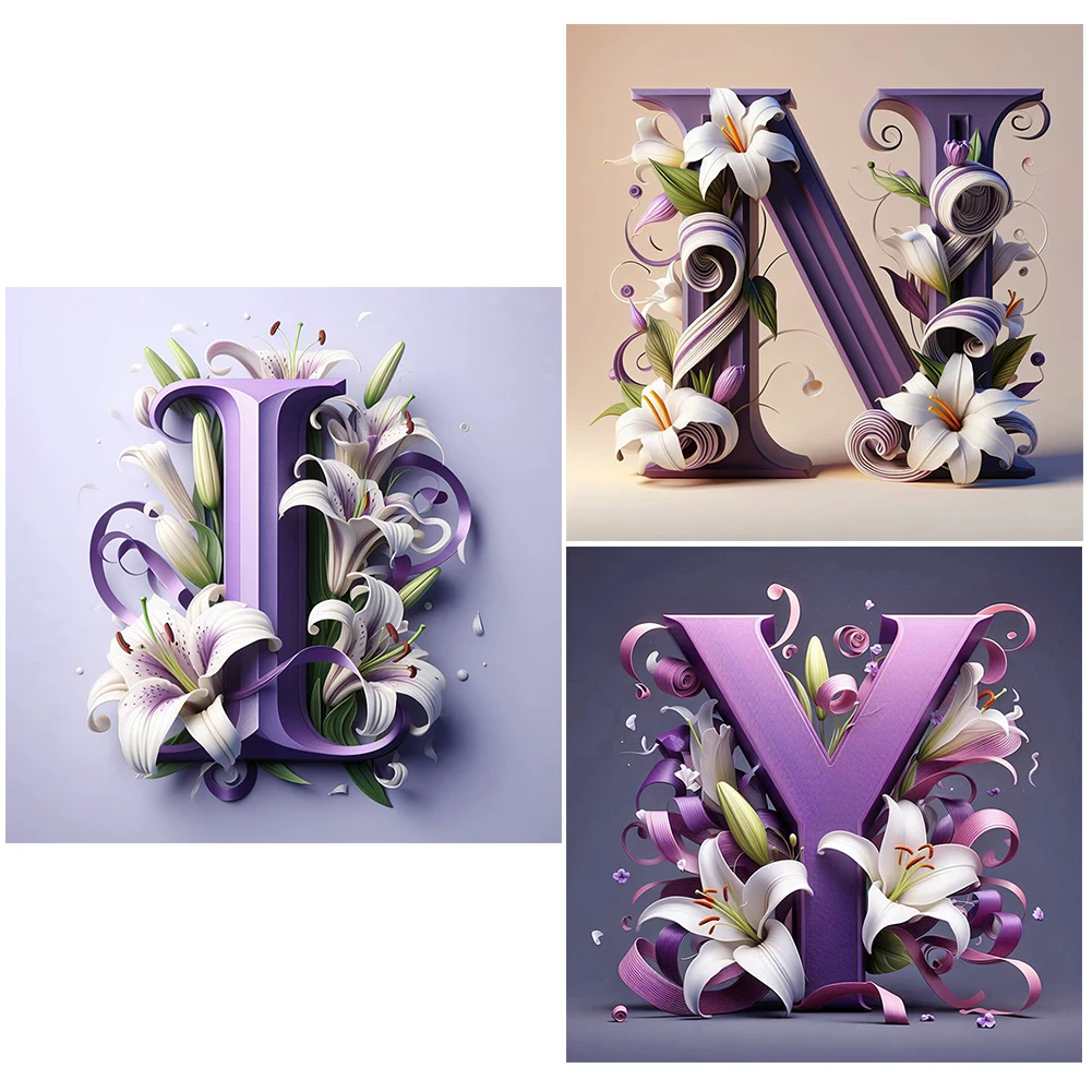 5D DIY Full Round Drill Diamond Painting Letter Kit Home Decor Art Craft 40x40cm