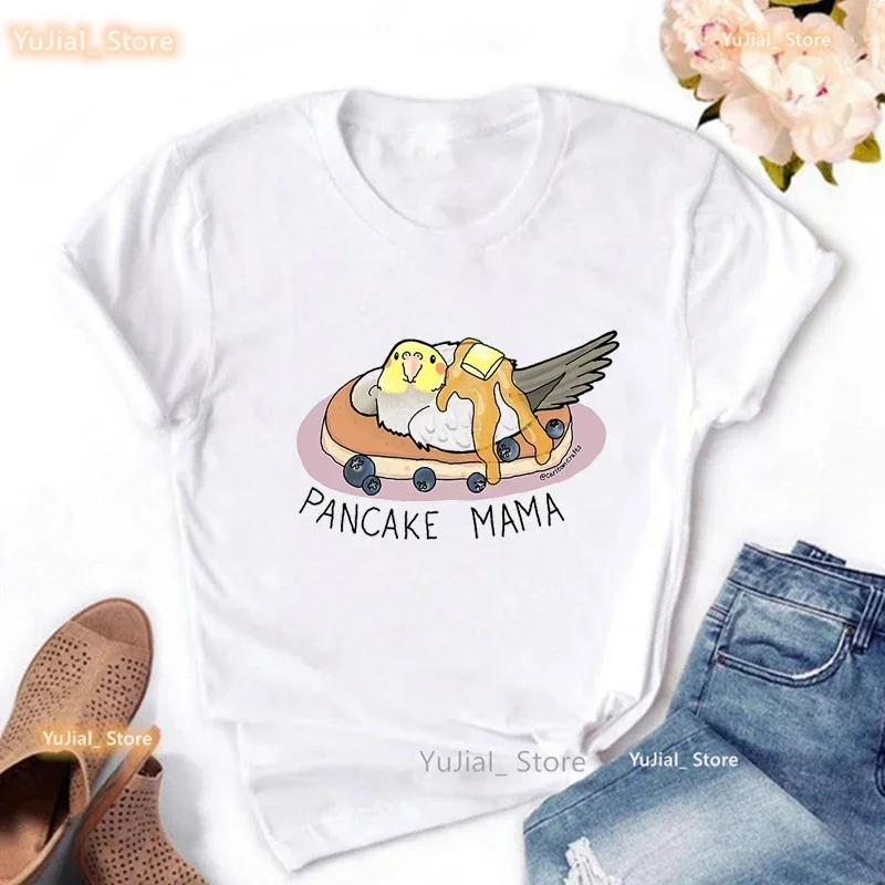

Cockatiel Parrot Print Tshirt Women Clothes Breed Of Bird T Shirt Girls Harajuku Kawaii Short Sleeve T-Shirt Female Tops