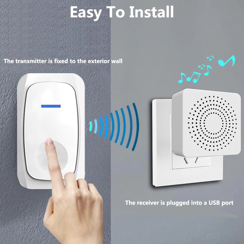 Aoskrama M01 Outdoor Low Power Consumption Wireless Door Chime 150m Range Smart Home Multiple Ring Tones Doorbell