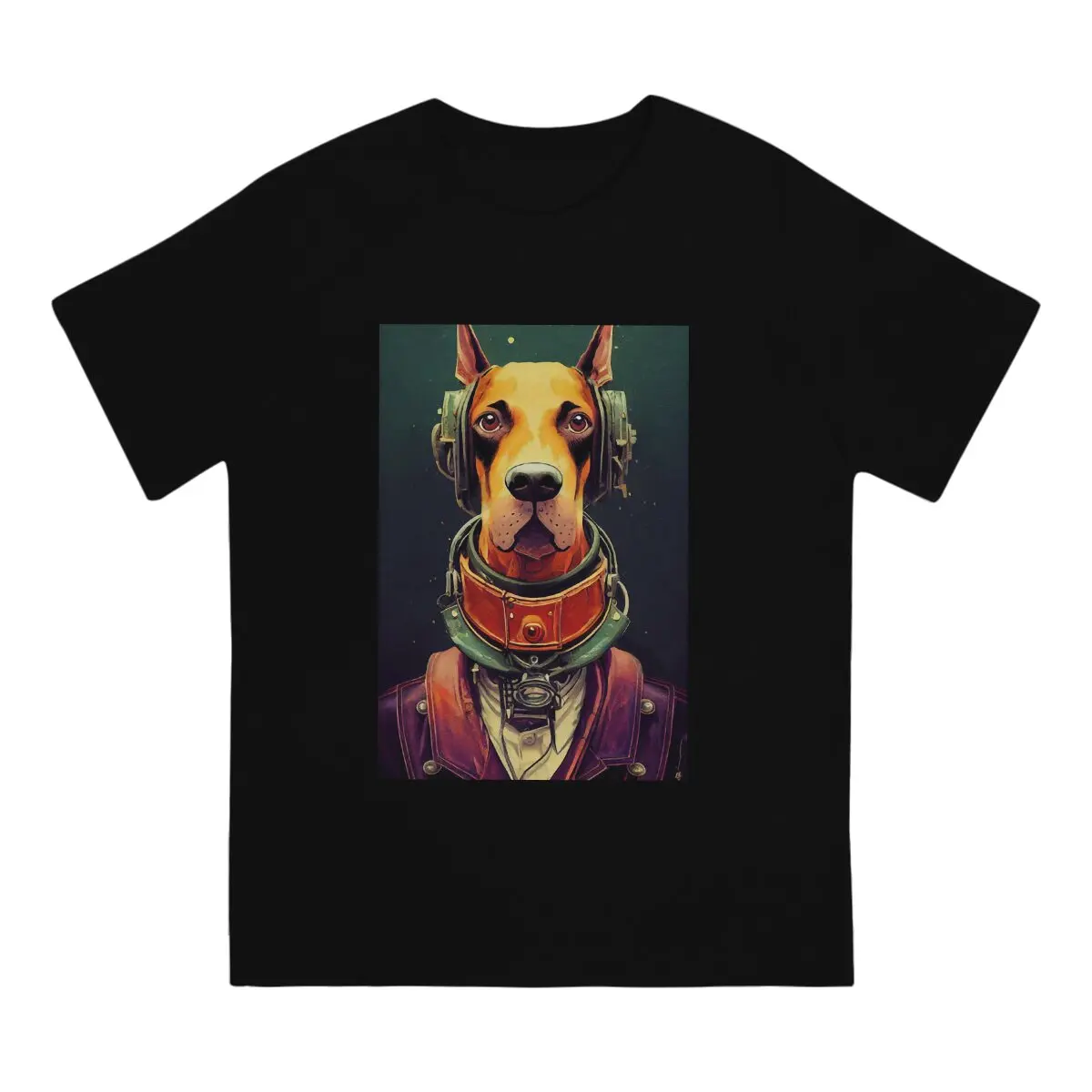 Doberman Portrait Men's T Shirts Doberman Dog Fashion Tee Shirt Short Sleeve Round Neck T-Shirt 100% Cotton Gift Idea Tops